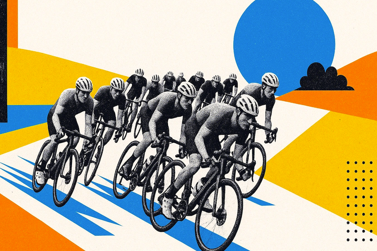 A bunch of cyclists in a brevet race.