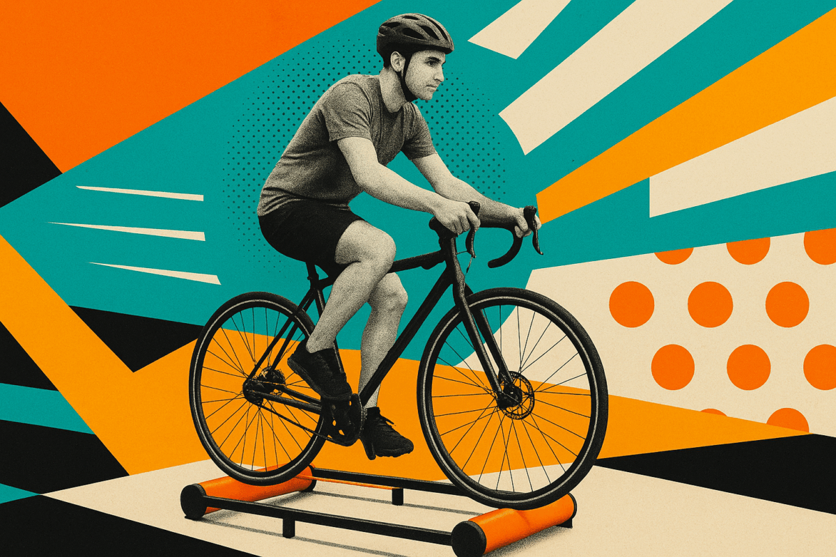 Supplemental image of cyclist on a bike roller.